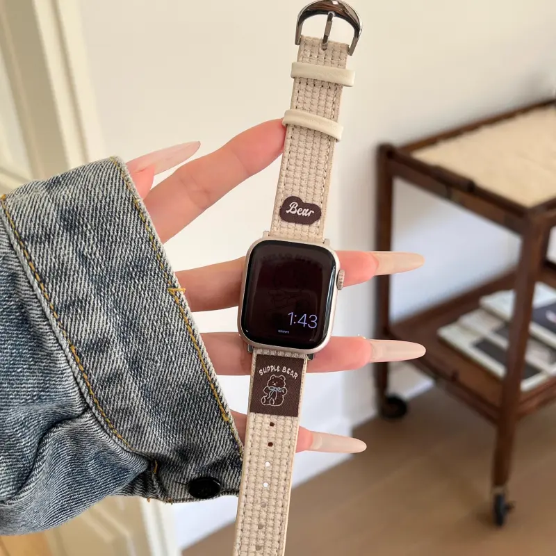 KVZUVUU Watch Band Apple Compatibility Leather-4