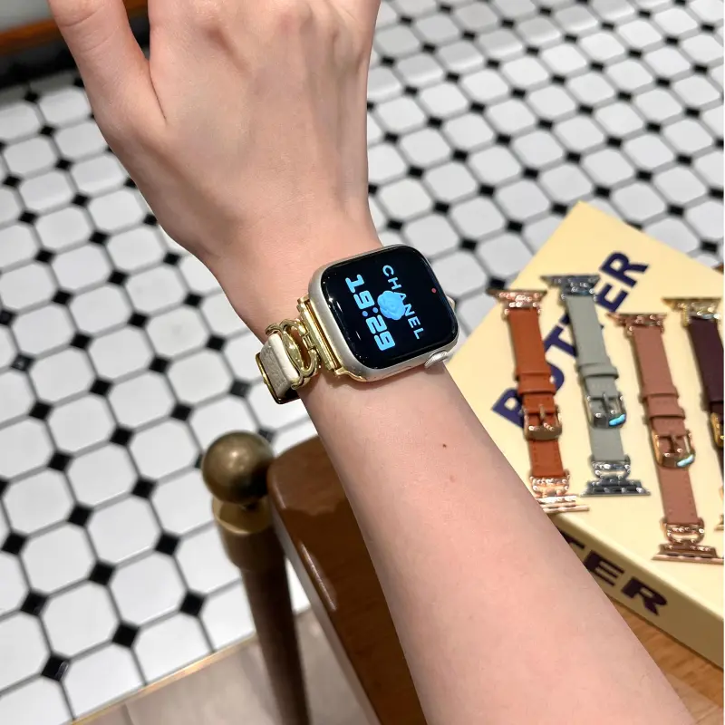 KVZUVUU Watch Band Apple Compatibility Cowhide Leather Material-1