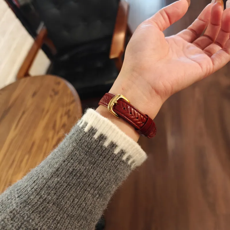 KVZUVUU Apple Compatibility Watch Band Cowhide Leather Material-5