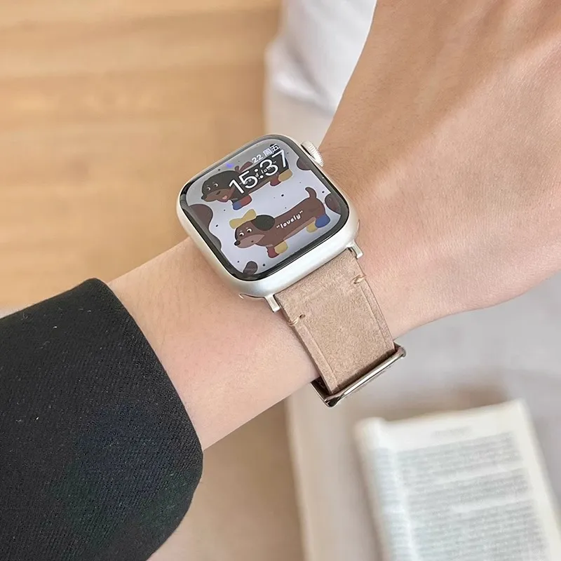 KVZUVUU Watch Band Apple Compatibility Cowhide Leather Material-18
