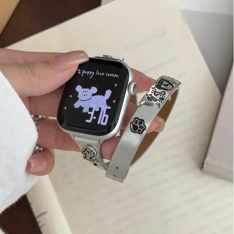 KVZUVUU Watch Band Apple Compatibility Cowhide Leather Material-4