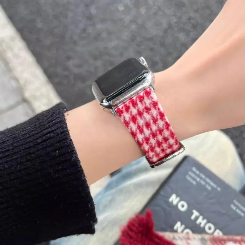 KVZUVUU Watch Band Apple Compatibility Metal, Leather Material-4
