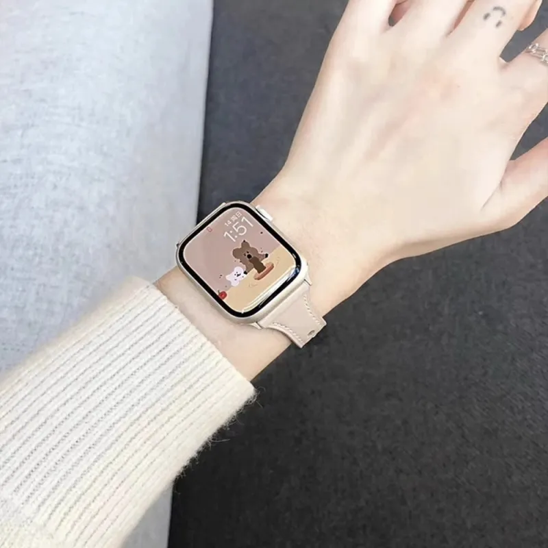 KVZUVUU Apple Compatibility Watch Band Cowhide Leather Material-3