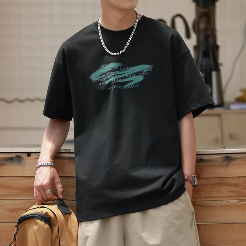 HEEMKIZOO Casual Crew Neck Short Sleeved Top Men's-4