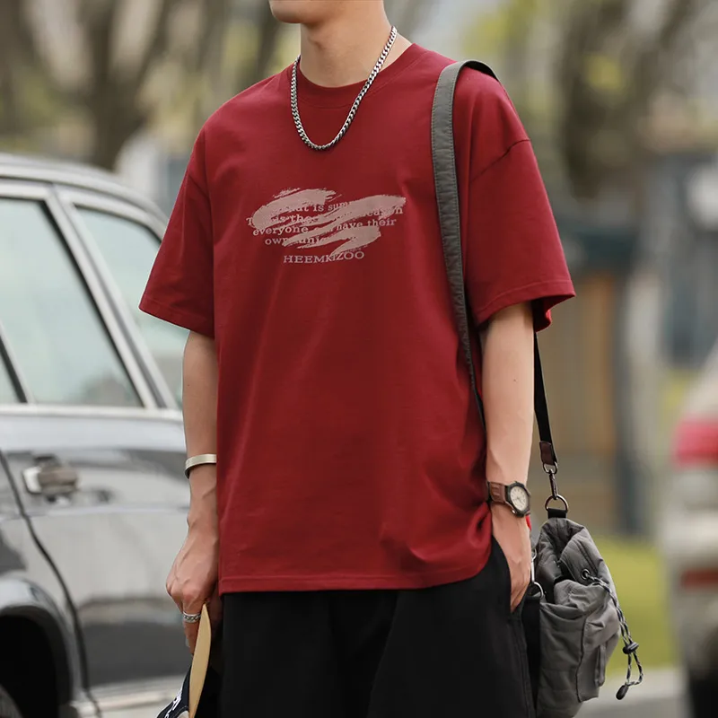 HEEMKIZOO Casual Crew Neck Short Sleeved Top Men's-10