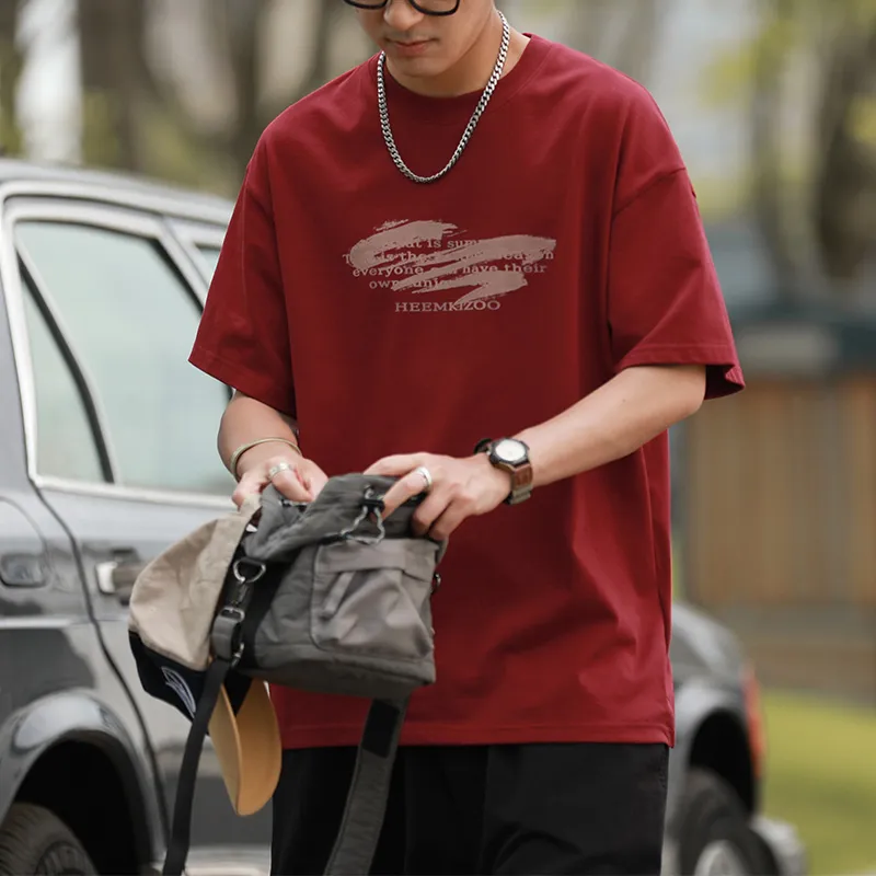 HEEMKIZOO Casual Crew Neck Short Sleeved Top Men's-11