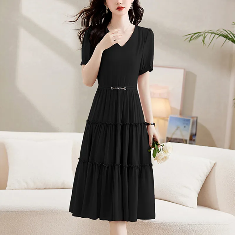 Mula 2024 Summer Short Sleeved Dresses Women's-16