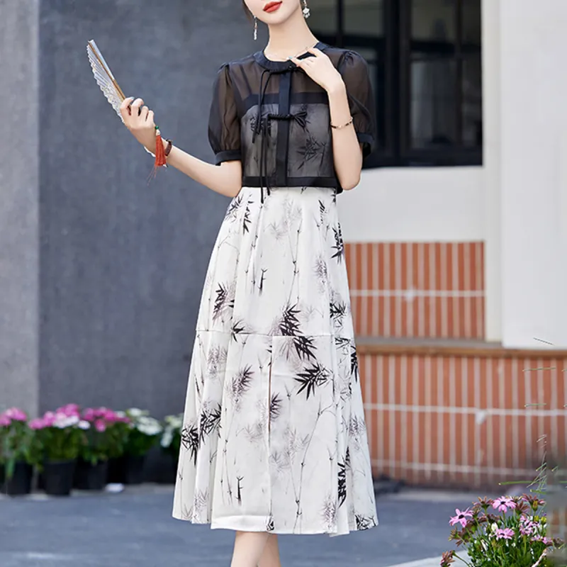 Mula Skirt Set Women's White Black-2
