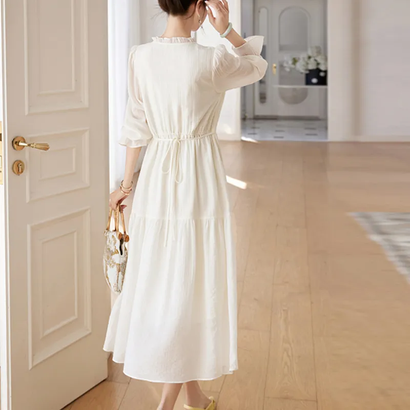Mula Long Sleeved Dresses Women's White-5