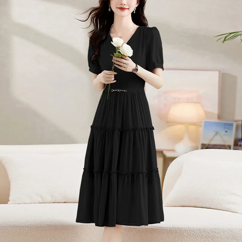 Mula 2024 Summer Short Sleeved Dresses Women's-17