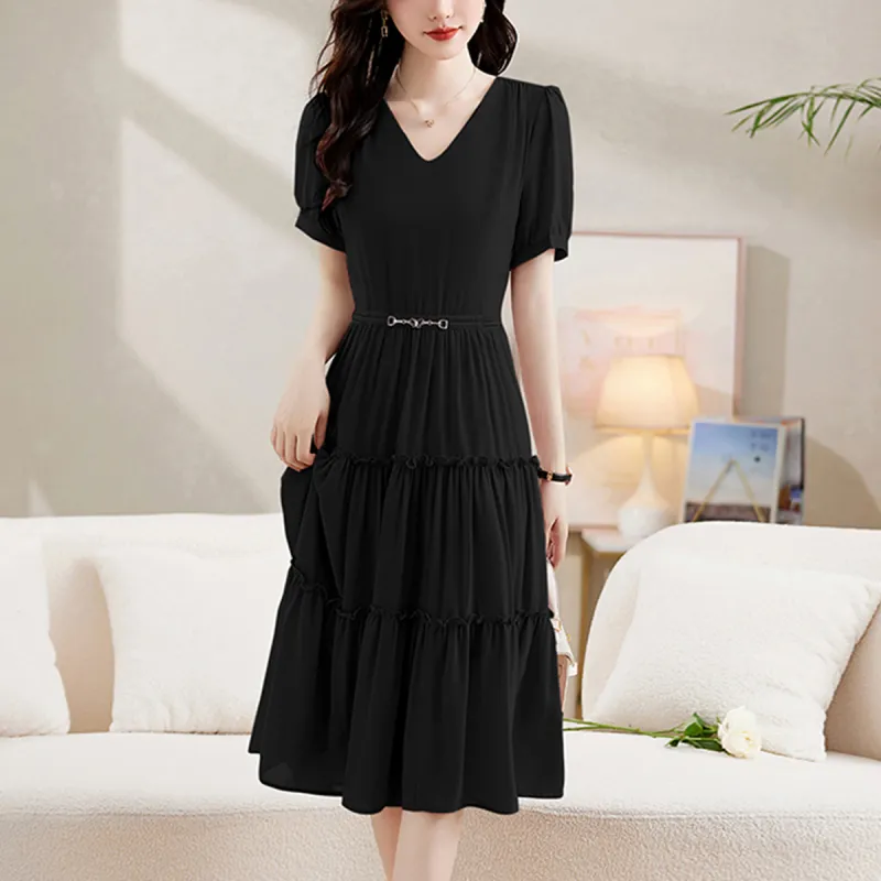 Mula 2024 Summer Short Sleeved Dresses Women's-14