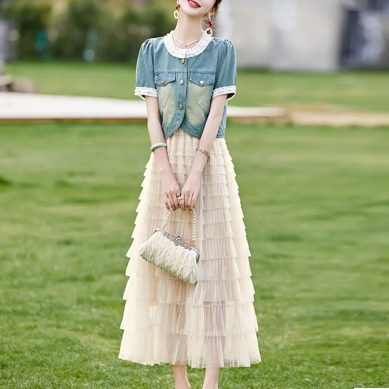 Mula Two Piece Skirt Sets Women's T Shirt+Sleeveless Dress-6