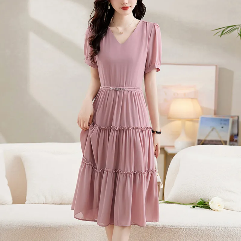 Mula 2024 Summer Short Sleeved Dresses Women's-9