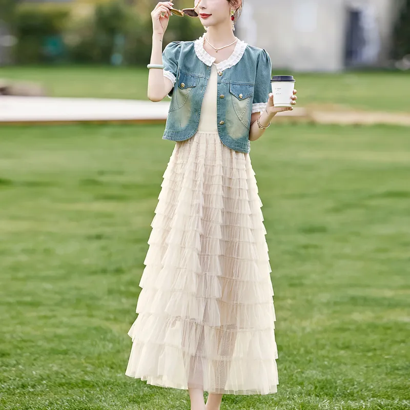 Mula Two Piece Skirt Sets Women's T Shirt+Sleeveless Dress-4