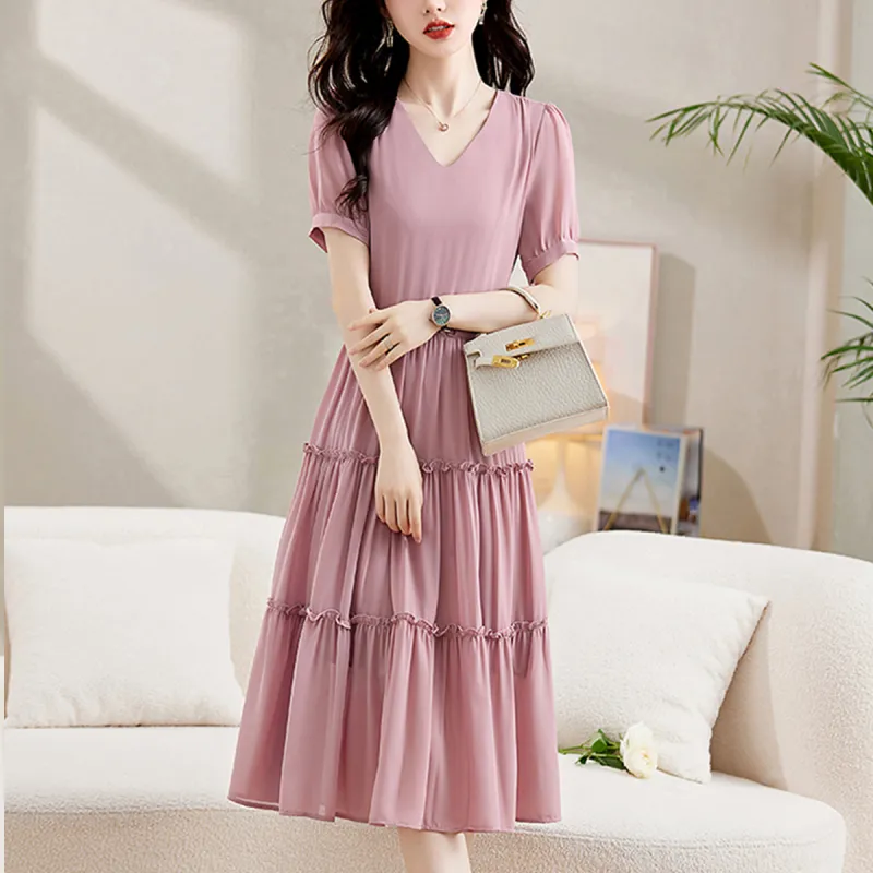 Mula 2024 Summer Short Sleeved Dresses Women's-11