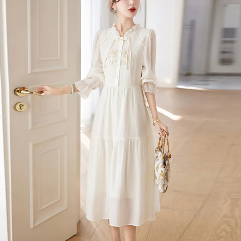 Mula Long Sleeved Dresses Women's White-2