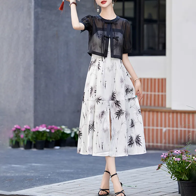 Mula Skirt Set Women's White Black-3