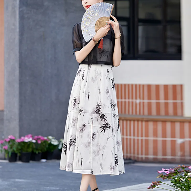 Mula Skirt Set Women's White Black-6