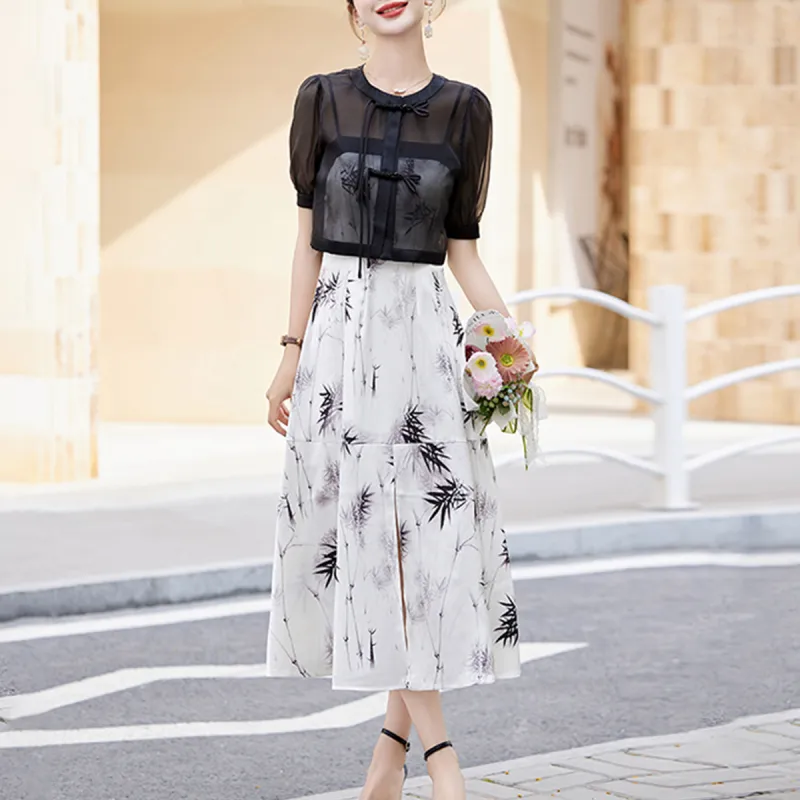 Mula Skirt Set Women's White Black-5