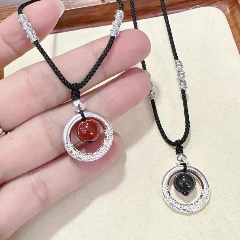 Inker Good Stone 999 Fine Silver Necklaces Unisex-3