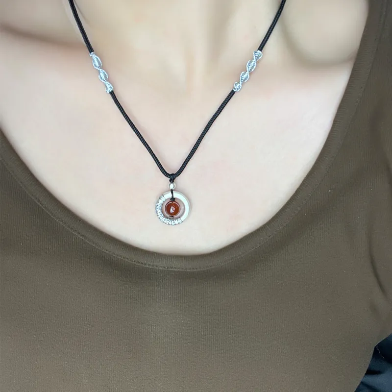 Inker Good Stone 999 Fine Silver Necklaces Unisex-4