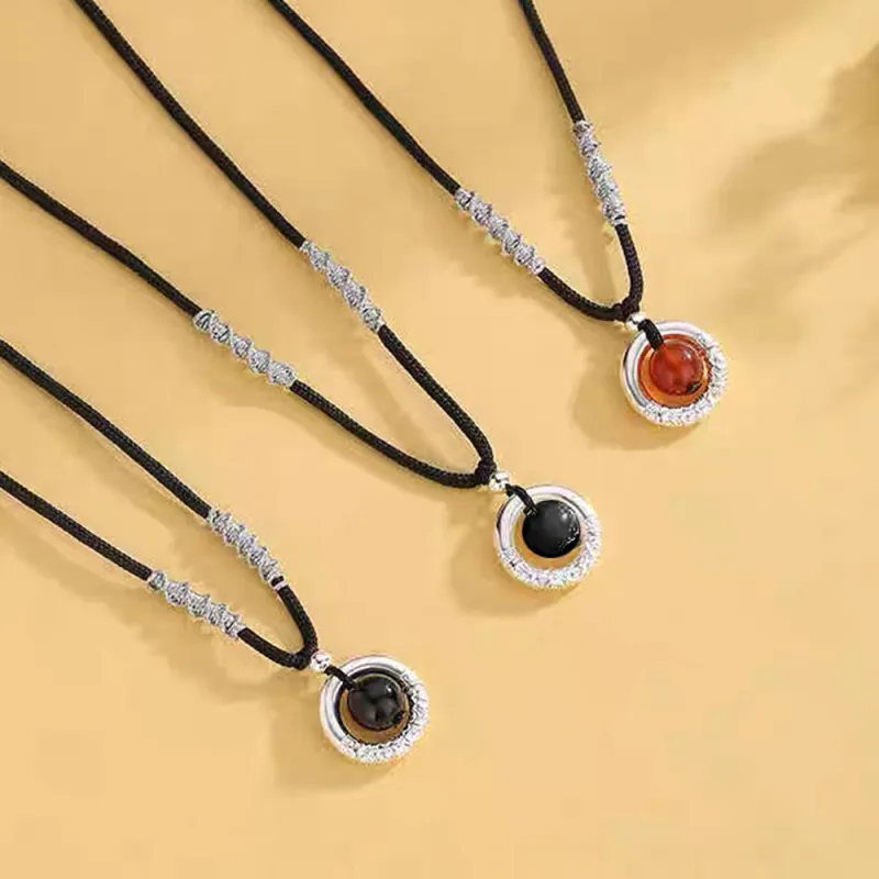 Inker Good Stone 999 Fine Silver Necklaces Unisex-2