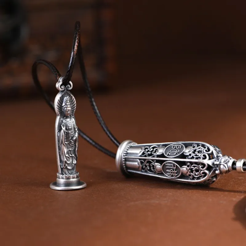Inker Good Stone 999 Fine Silver Sterling Silver Necklaces Unisex-5
