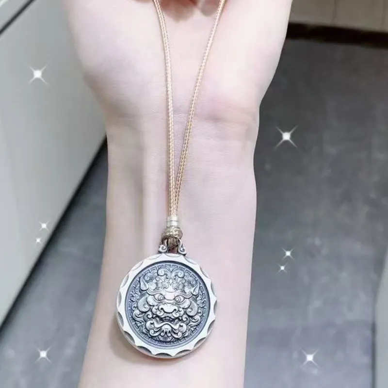 Inker Good Stone 999 Fine Silver Necklaces Unisex-5