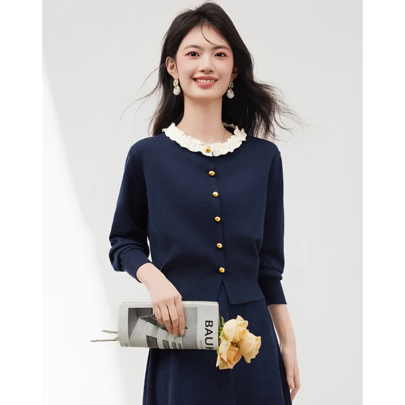 XINFEIYU Knitwear Women's Navy Blue-1