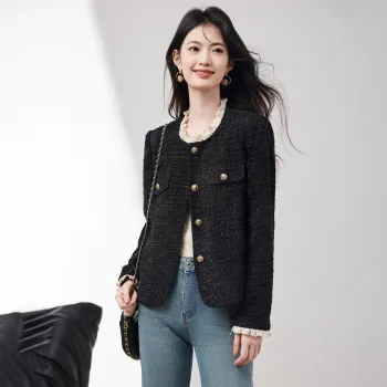 XINFEIYU Cropped Coats Women's Black