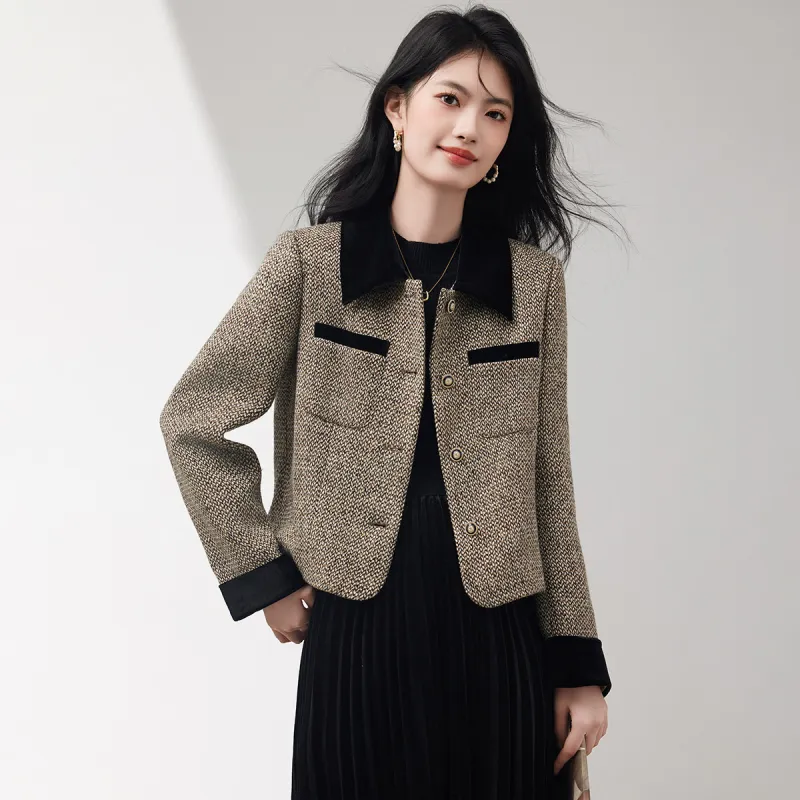 XINFEIYU Jacket Women's Laurel Floral Tweed-2