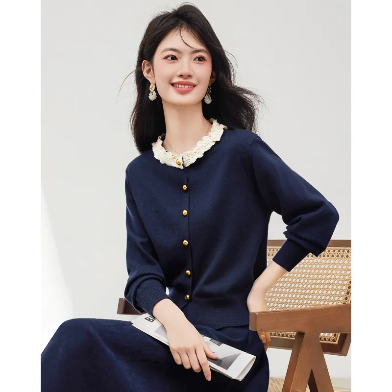XINFEIYU Knitwear Women's Navy Blue-3