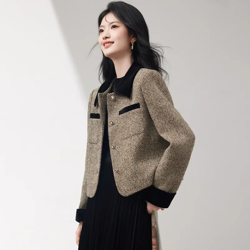 XINFEIYU Jacket Women's Laurel Floral Tweed-3