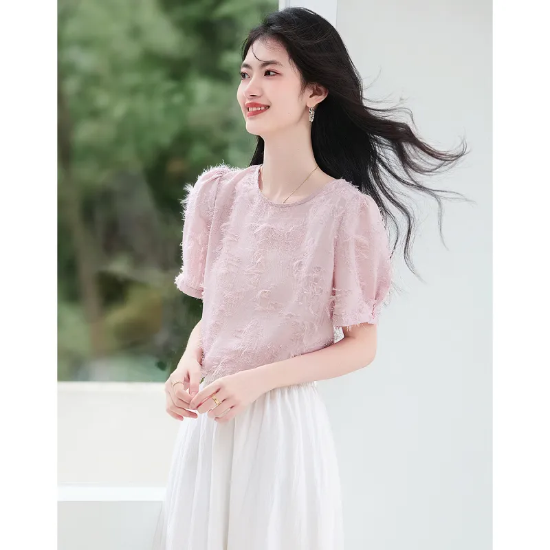 XINFEIYU Shirts Women's Pink-2