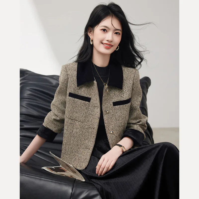 XINFEIYU Jacket Women's Laurel Floral Tweed-1