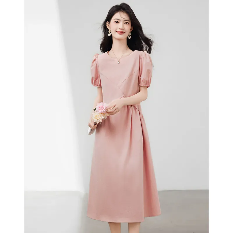 XINFEIYU Short Sleeved Dress Women's Pink-4