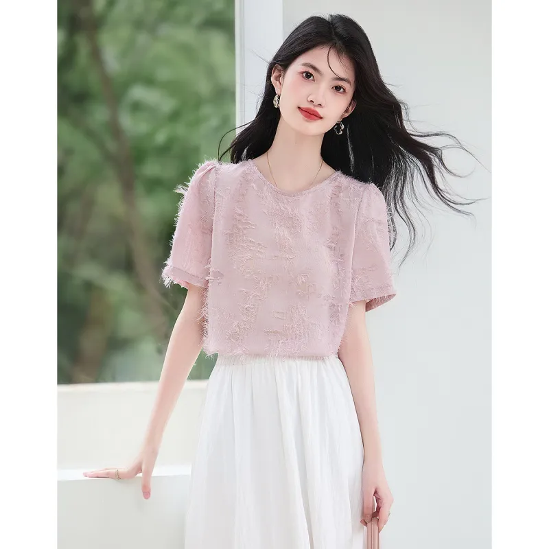 XINFEIYU Shirts Women's Pink-3