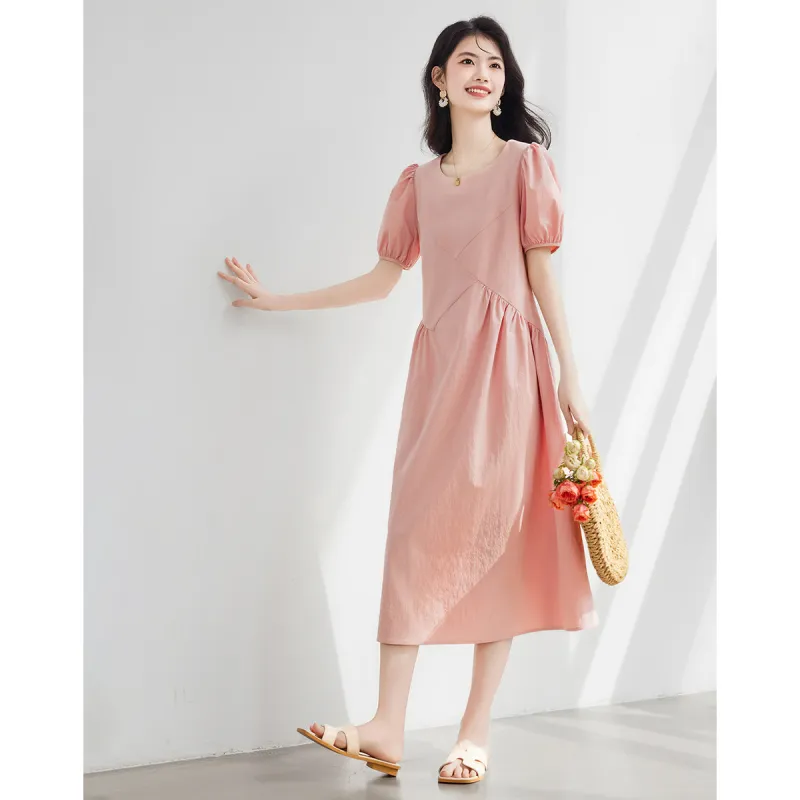 XINFEIYU Short Sleeved Dress Women's Pink-3