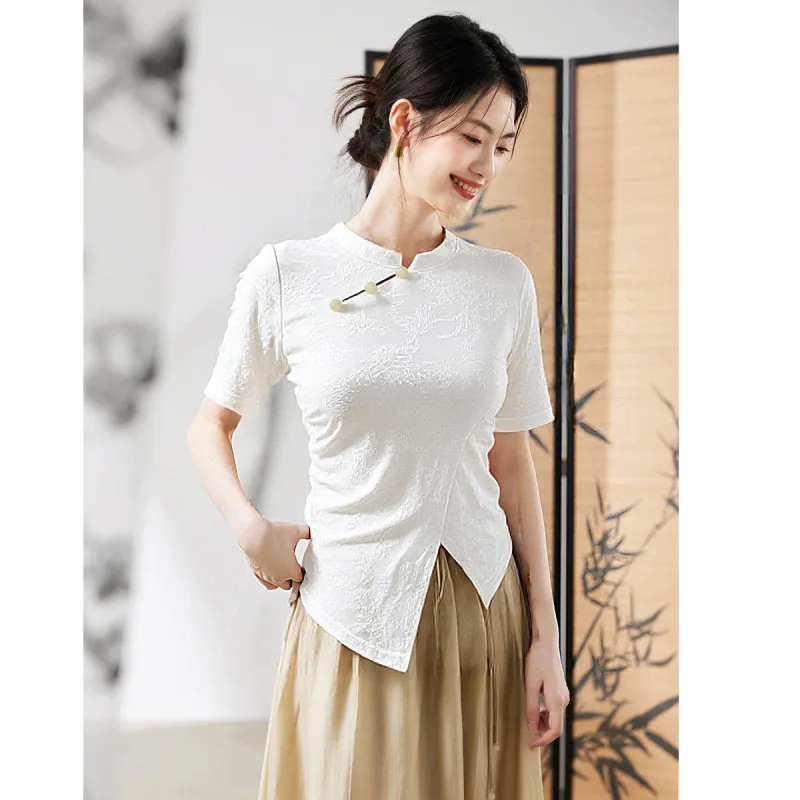 XINFEIYU T Shirts Women's Ecru-2