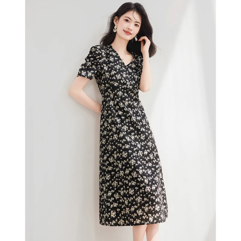 XINFEIYU Short Sleeved Dress Women's Floral-3