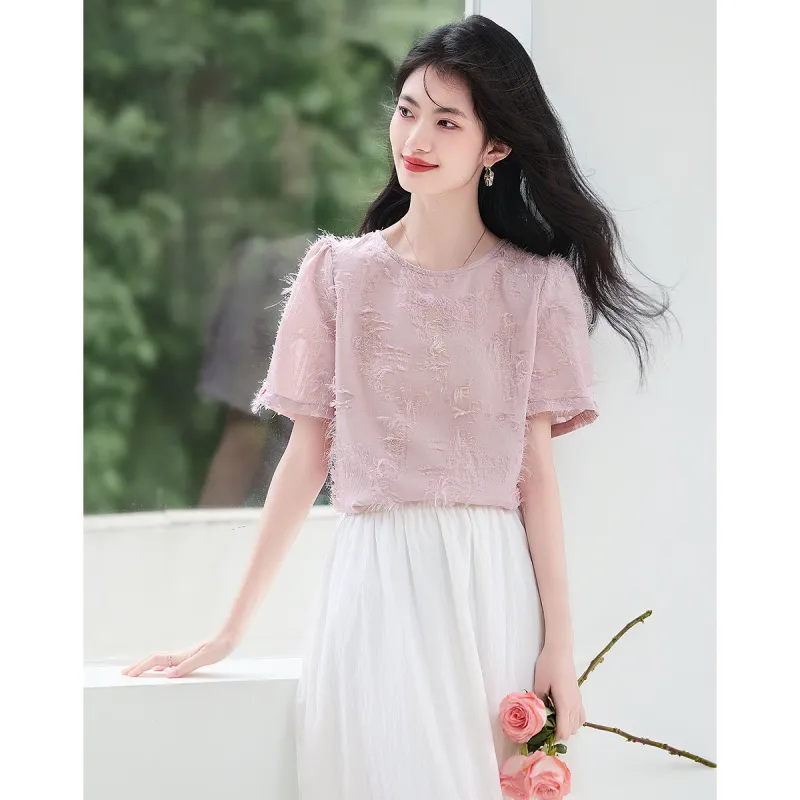 XINFEIYU Shirts Women's Pink-1