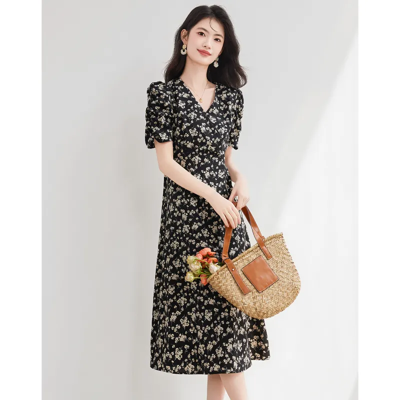 XINFEIYU Short Sleeved Dress Women's Floral-2