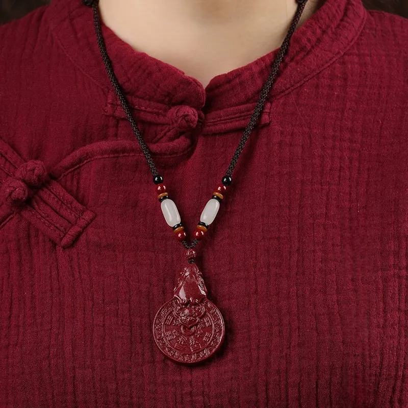 Sima Is Ethereal Reconstructed Cinnabar Jade Pendants Unisex-3