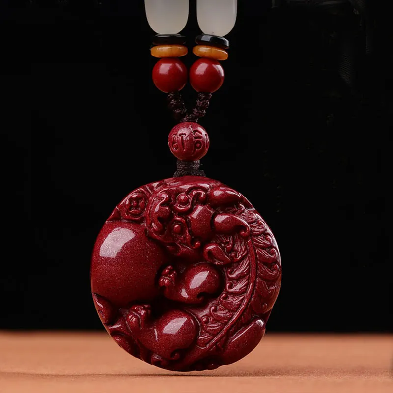 Sima Is Ethereal Reconstructed Cinnabar Jade Pendants Unisex-1