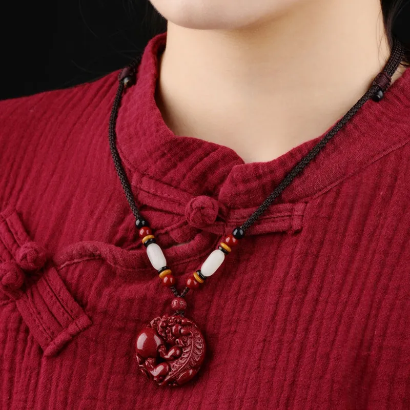 Sima Is Ethereal Reconstructed Cinnabar Jade Pendants Unisex-4