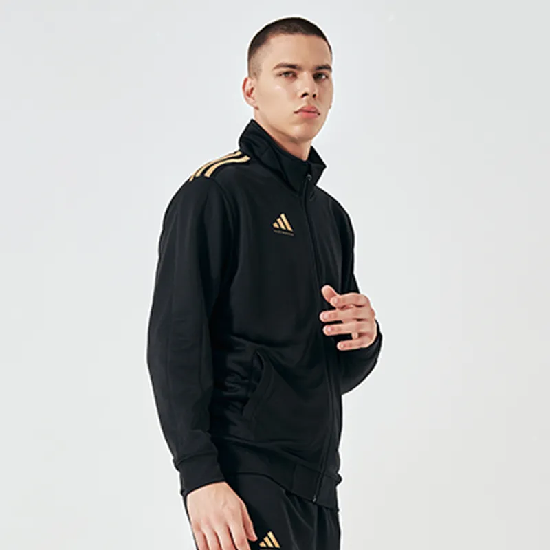 Adidas Jackets Coats Unisex Black Base Gold Stripes-4