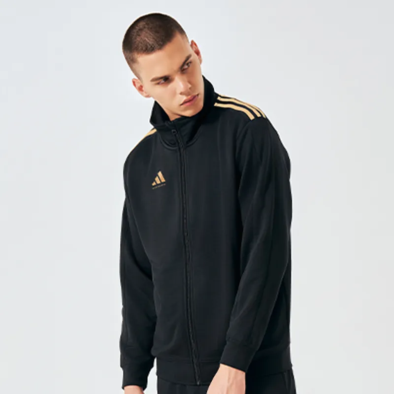 Adidas Jackets Coats Unisex Black Base Gold Stripes-2
