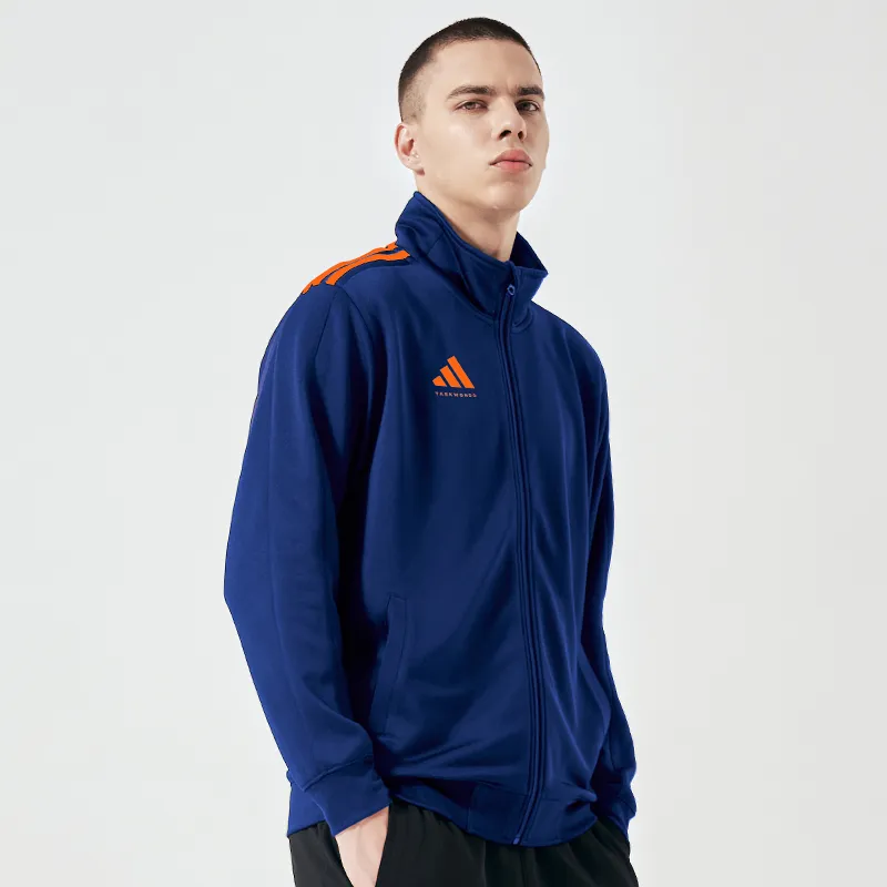 Adidas TAEKWONDO Jacket Unisex Blue Background With Orange Stripes-4