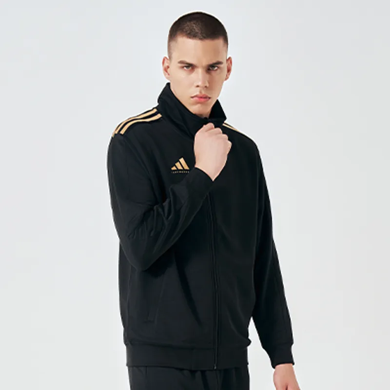 Adidas Jackets Coats Unisex Black Base Gold Stripes-3