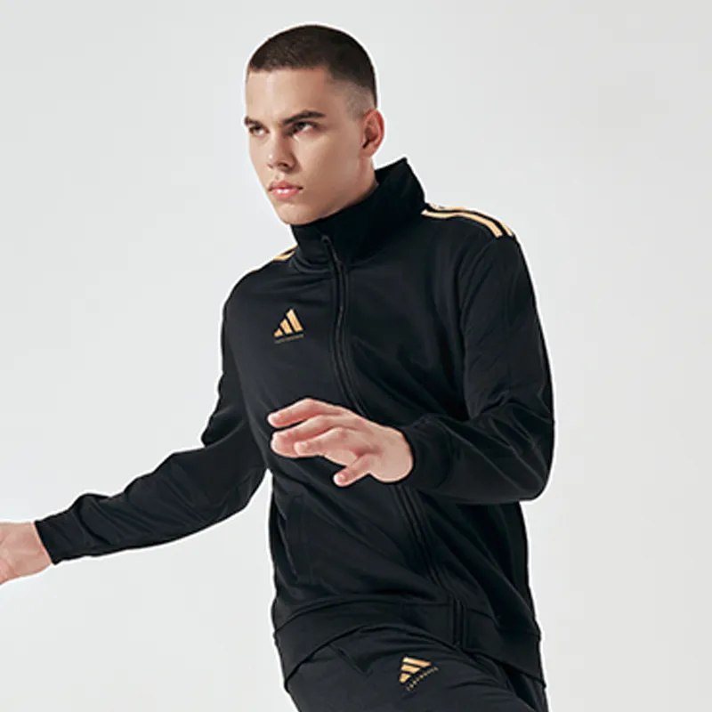 Adidas Jackets Coats Unisex Black Base Gold Stripes-5